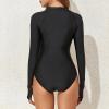 Generic Women Athletic One Piece Swimsuit Zipper Racerback Bathing Suit Swimwear Full Coverage Sport Swimsuit for Women 2024, Medium, A02_black view 4