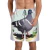 MDATT Grey Pigeon Print Men Mens Shorts Casual Waist Drawstring Summer Beach Workout Shorts with 3 Pockets, X-Large, White view 1