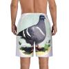 MDATT Grey Pigeon Print Men Mens Shorts Casual Waist Drawstring Summer Beach Workout Shorts with 3 Pockets, X-Large, White view 3
