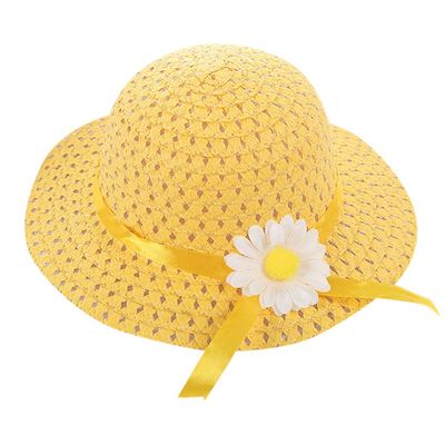 NineFit Basics Kids Baby Beach traw Sun Visor Hats Summer Floral Wide Brim Beach  rotection Hat Newborn Baby (Yellow, One Size)