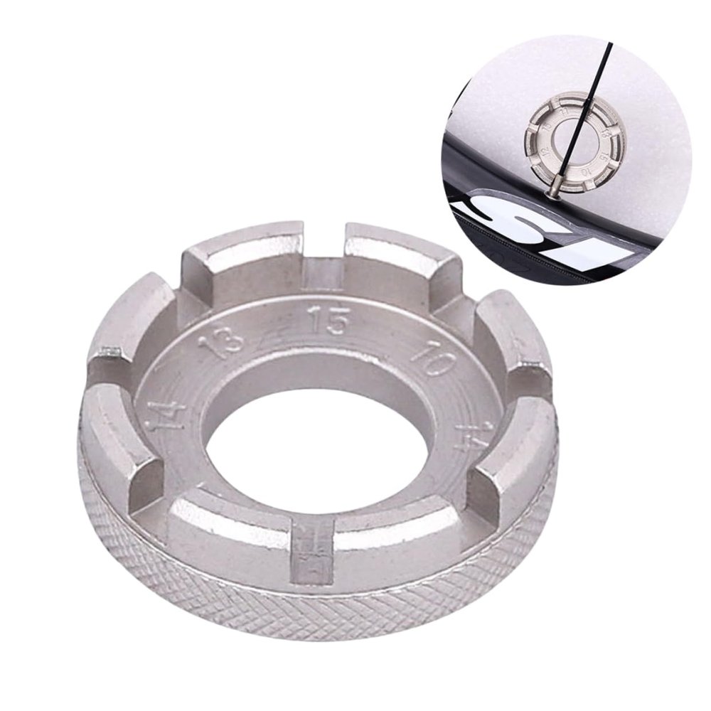 Outanaya 15g Bike Mini Repair Tool Wrench Key for Wheel Rim Adjustment Spanner for Spokes Lightweight and Portable Silver Bicycle Accessory