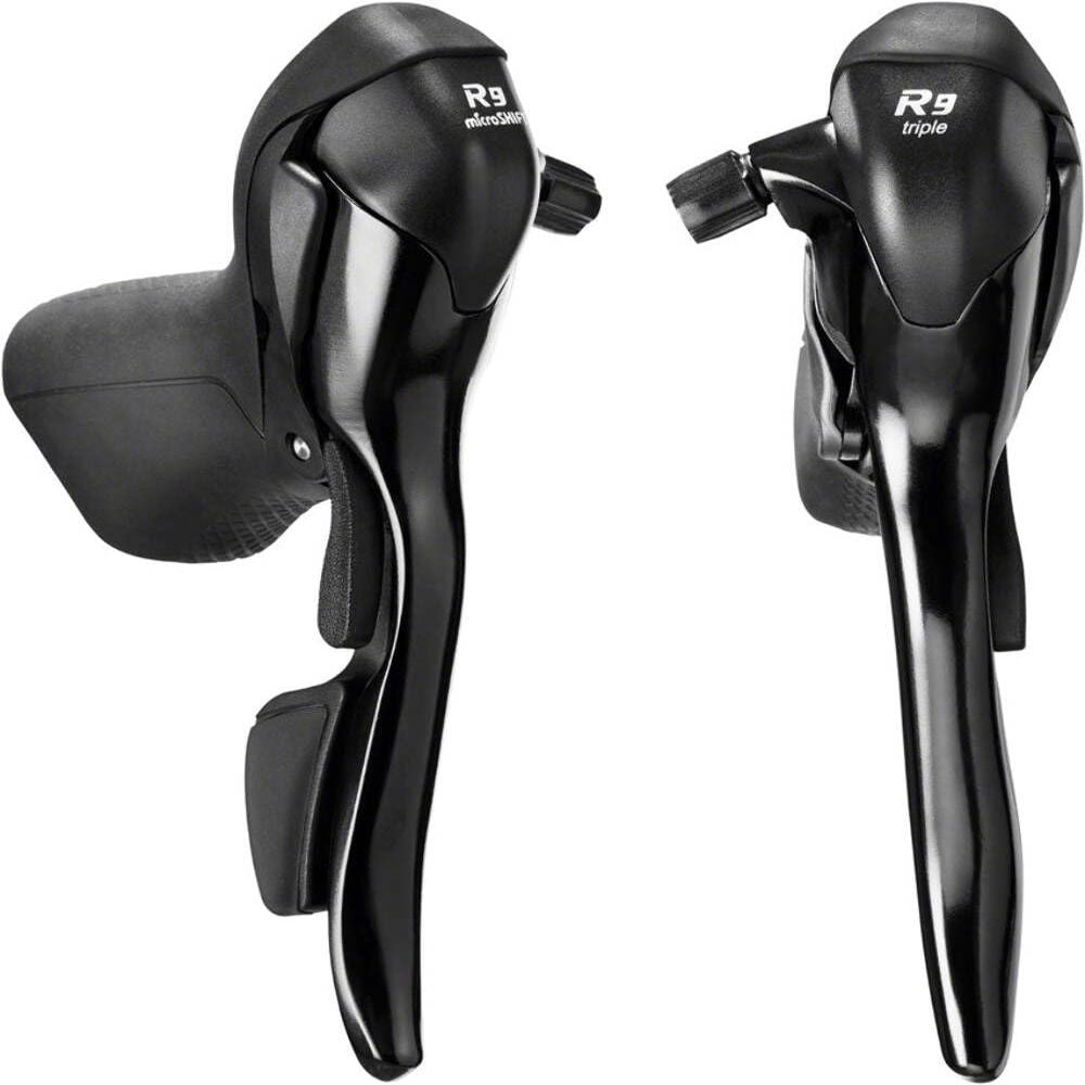 microSHIFT R9 Drop Bar Shift/Brake Lever Set - 3 x 9-Speed, Compatible, Black