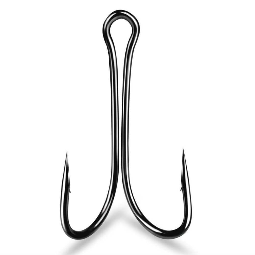 Cuoyuqie 50pcs Stainless Steel Double Fishing Hook Strong Saltwater Frog Toad Hooks (4# 50pcs)