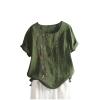 Women's Summer Tops Casual Cotton Linen T Shirts Short Sleeve Round Neck Shirt Oversized Floral Graphic Tees view 1