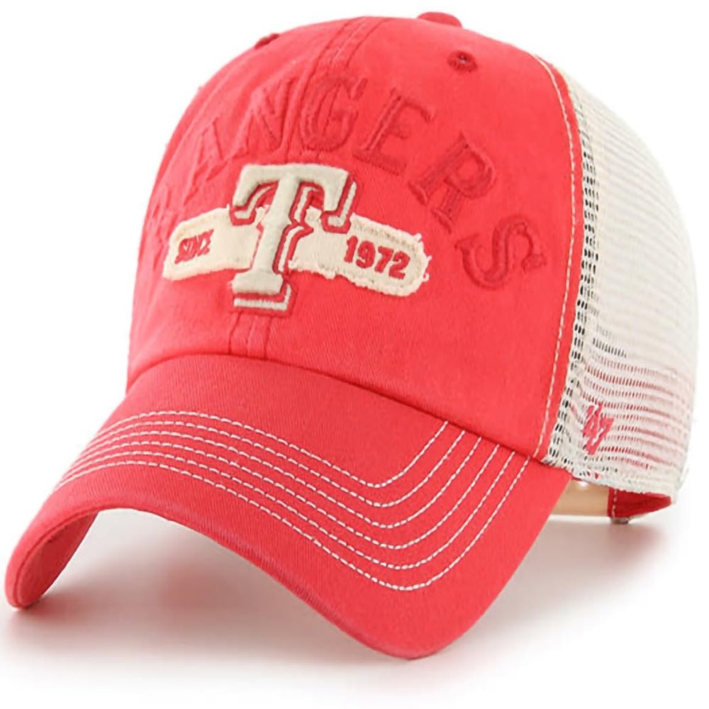 47 MLB Riverbank Mesh Clean Up Adjustable Hat, Adult One Size Fits All (US, Alpha, One Size, Texas Rangers)