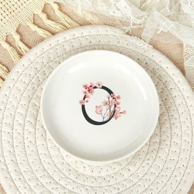 Letter O Ring Dish, Ceramic Jewelry Tray, Initial Ring Holder, Decorative Plate, Floral Key Bowl, Bridesmaid Gift, Mothers Day Jewelry Dish, Gift for Mom, 4"