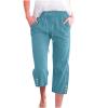 maisdgop Yoga Pants Women Fashion Solid Color High Waist Capris Elastic Drawstring Pant with Pockets Sports Running Capri view 1
