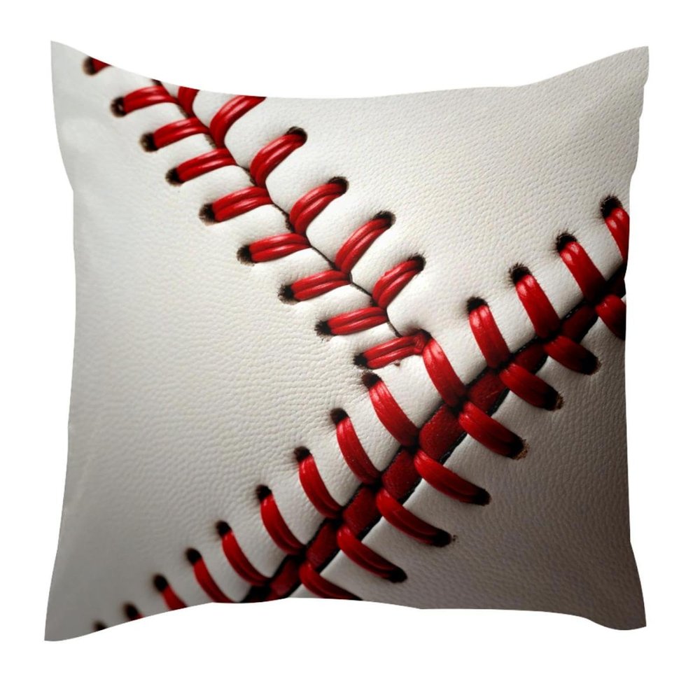 Pillow Cases Standard Size,Throw Pillow Cover,White Red Baseball Sport,20x20 in,1-Pc