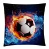Pillow Cases Standard Size,Throw Pillow Cover,Fire Water Football Soccer Sport,20x20 in,2-Pc view 2