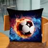 Pillow Cases Standard Size,Throw Pillow Cover,Fire Water Football Soccer Sport,20x20 in,2-Pc view 3