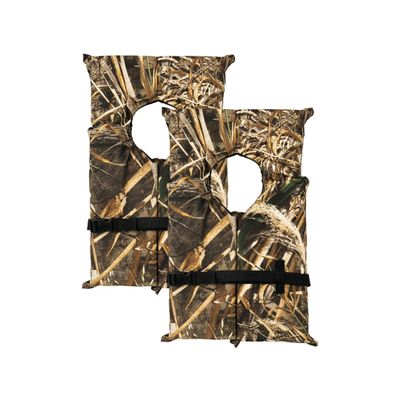BLUESTORM Keyhole Life Jacket for Adults | US Coast Guard (USCG) Approved Type 2 Basic Universal Foam Life Vest Preserver (PFD) in Realtree Camo, Pack of 2