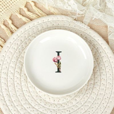 Generic Small Initial Trinket Dish, Ceramic Ring Dish, Monogram Jewellery Dish, Engagement Wedding Gift, Entryway Table Room Decor, Birthday Gift, Jewelry Plate, 4""