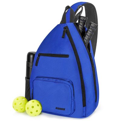 Blue Pickleball Bag for Women & Men, Pickle Ball Backpack - Upgraded Zippers, Large Capacity, Padded Paddle Pocket, Adjustable Sling Bag (No Accessories)
