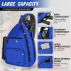 Blue Pickleball Bag for Women & Men, Pickle Ball Backpack - Upgraded Zippers, Large Capacity, Padded Paddle Pocket, Adjustable Sling Bag (No Accessories) view 2