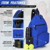 Blue Pickleball Bag for Women & Men, Pickle Ball Backpack - Upgraded Zippers, Large Capacity, Padded Paddle Pocket, Adjustable Sling Bag (No Accessories) view 3
