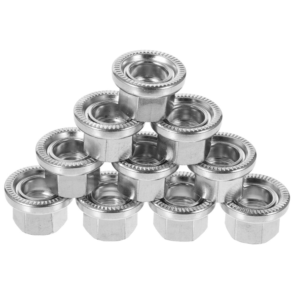 balacoo 10pcs Bike Nuts for Hubs Steel Flanged Axle Nuts Wheel Lock Bike Accessory Kit