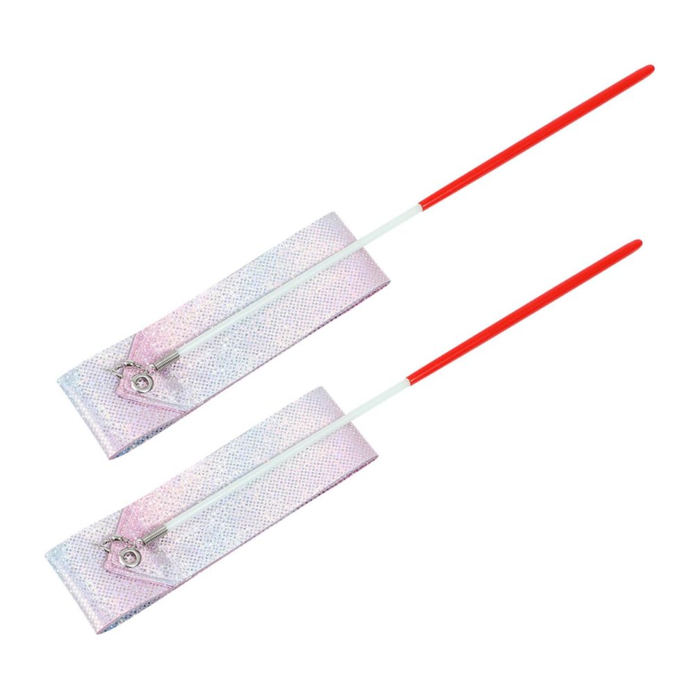 BESPORTBLE 2pcs Rainbow Dance Ribbons for Gymnastics Portable Artistic Performance Wands Streamers Handles for Birthday Parties and Fitness Activities