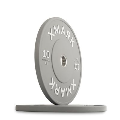 XMARK Olympic Color Training Bumper Plate Weights, 10 lb Pair, Gray, for Olympic Barbells, Premium Strength Training Bumpers for Home Gym or Garage Gym