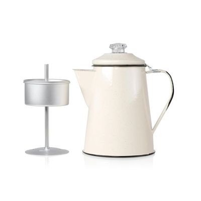 GSI Outdoors Mesa - Cream - 2 QT Enamelware Percolator Coffee Pot  8-Cup Dishwasher Safe Campfire Coffee Maker, Durable Vintage Kettle for Camping, RV, Stovetop & Outdoor Brewing