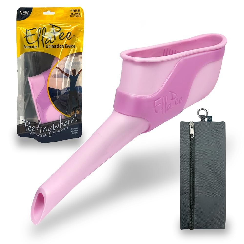 Lewis N. Clark EllaPee Female Urination Device, Reusable + Portable Bathroom, Female Urinal for Hiking, Outdoor, and Camping Essentials, Made with Medical Grade Silicone, Pink