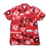 Wes and Willy NCAA Mens Hawaiian Floral Button Down Shirt, Arkansas Razorbacks, Bullseye Red, S view 1