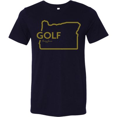 SwingJuice Golf T-Shirt Oregon Crew Neck Short Sleeve Funny Golf Shirt for Men and Women Navy 2XL