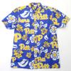 Wes and Willy NCAA Mens Hawaiian Floral Button Down Shirt, Pittsburgh Panthers, Blue Moon, S view 1