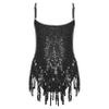 ACSUSS Kids Girls Latin Ballroom Dance Dress Sparkly Sequins Tassel Skirt Leotard Modern Jazz Tap Costume Dancewear Black 10 Years view 2