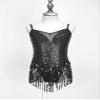 ACSUSS Kids Girls Latin Ballroom Dance Dress Sparkly Sequins Tassel Skirt Leotard Modern Jazz Tap Costume Dancewear Black 10 Years view 3