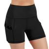 Biker Shorts with Pockets for Women Women Workout Shorts Seamless Scrunch Butt Yoga High Waisted Tummy Control Gym Athletic Running Biker Shorts with Pockets Black view 2