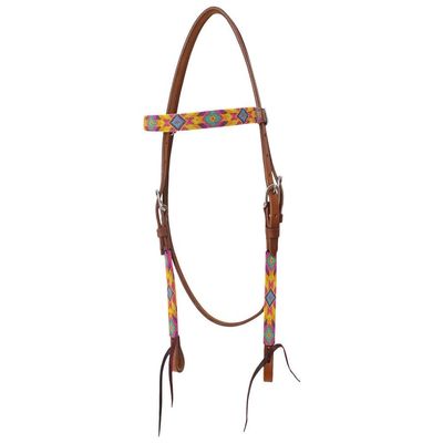 Reinsman Circle Y Infinity Beaded Bubblegum Browband Headstall, Brown