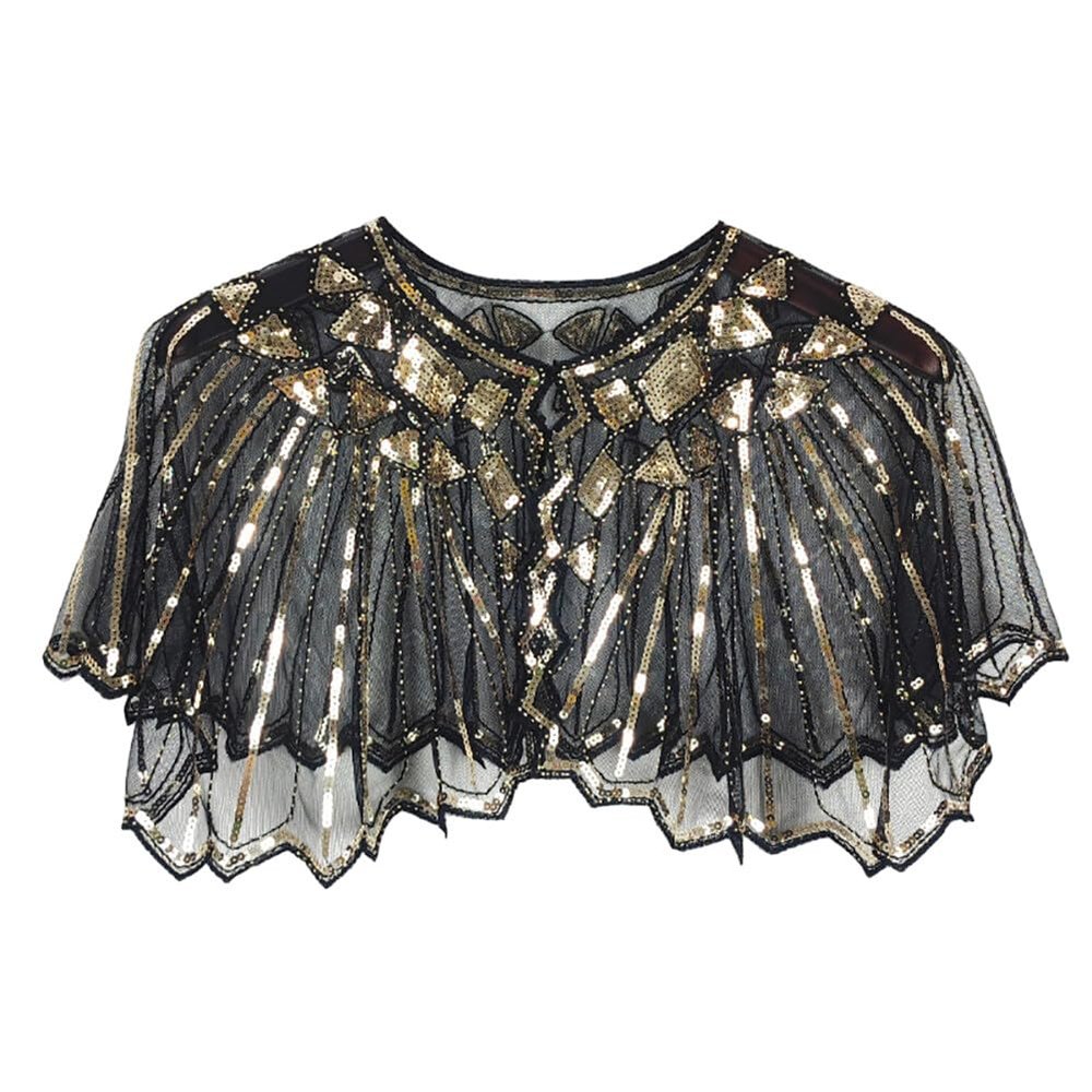 1920s Women's Shawl Wrap Lace Blouse Sequin Beaded Shawl Wedding Party Bridal Coverup Evening Cape Shawl