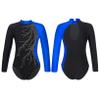 ACSUSS Kids Girls Long Sleeve Gymnastics Leotard Sparkly Dance Figure Skating Unitard Bodysuit Competition Dancewear Blue 8 Years view 3
