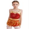 ACSUSS Kids Girls Latin Ballroom Dance Dress Sparkly Sequins Tassel Skirt Leotard Modern Jazz Tap Costume Dancewear Red C 14 Years view 1