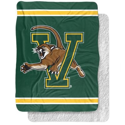 University of Vermont Blanket, 60"x80" Primary Logo Stripes Silky Touch Sherpa Back Super Soft Throw Blanket
