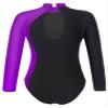 ACSUSS Kids Girls Long Sleeve Gymnastics Leotard Sparkly Dance Figure Skating Unitard Bodysuit Competition Dancewear Purple 6 Years view 2