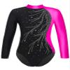 ACSUSS Kids Girls Long Sleeve Gymnastics Leotard Sparkly Dance Figure Skating Unitard Bodysuit Competition Dancewear Rose 16 Years view 1