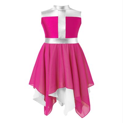 ACSUSS Kids Girls Liturgical Praise Dance Dress Sleeveless Worship Celebration Church Robe Lyrical Dancewear Hot Pink 16 Years
