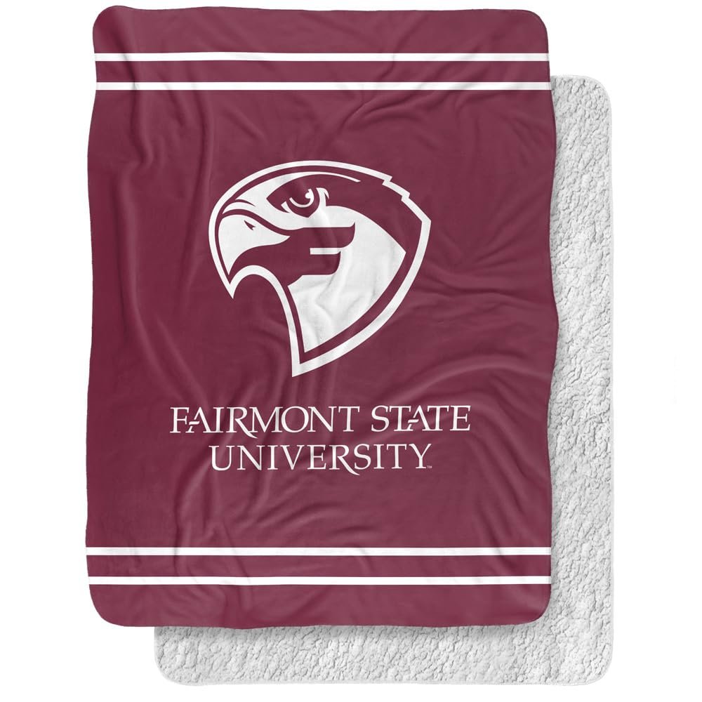 Fairmont State University Blanket, 60"x80" Primary Logo Silky Touch Sherpa Back Super Soft Throw Blanket