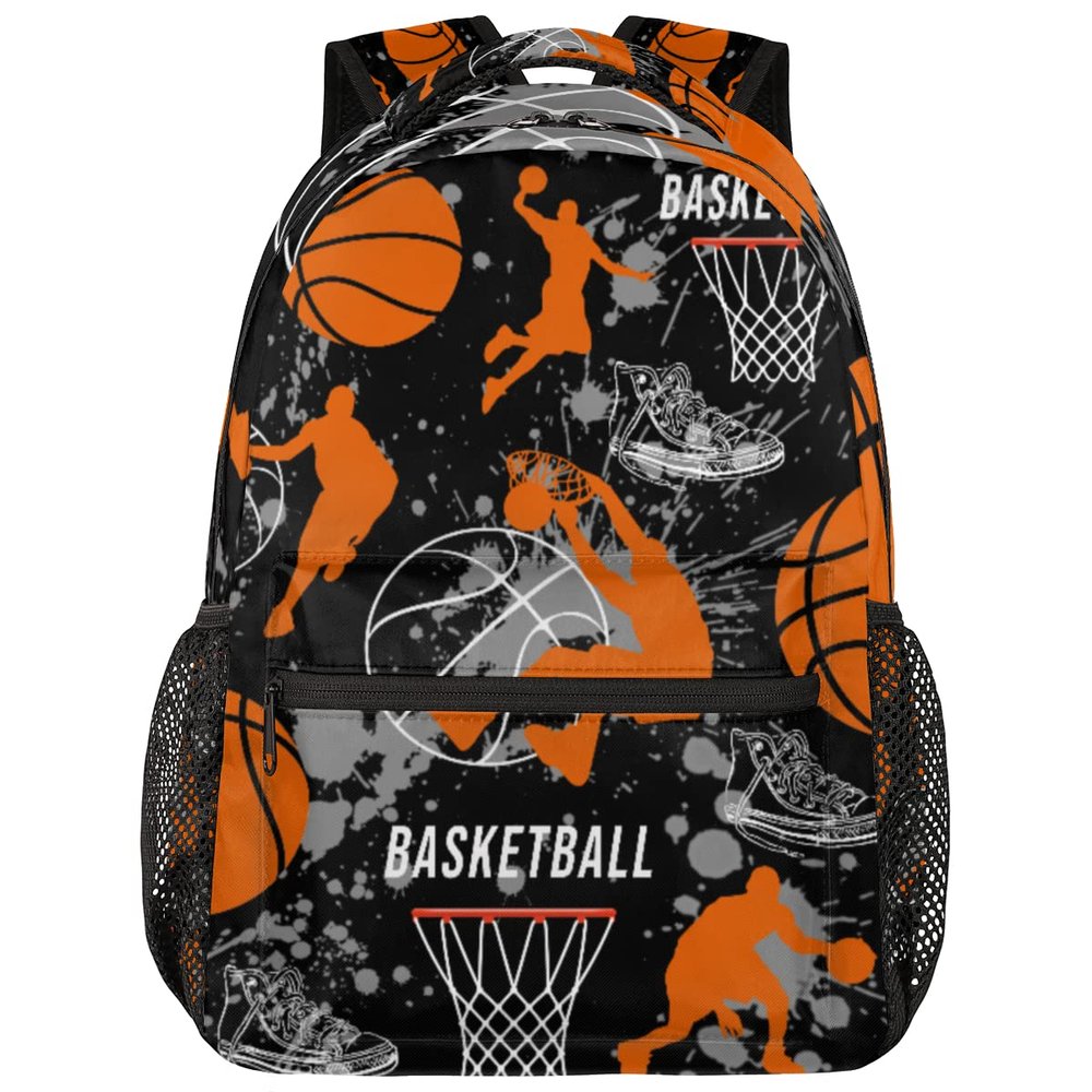 Kaifanee Basketball Backpack, 18 Inches Sports Print Bag, Waterproof Travel Laptop Backpack for Boys Girls