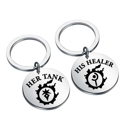 FAADBUK Video Game Inspired Keychain Video Game Lover Gift His Healer Her Tank for Gamer (Healer Tank Keychain)