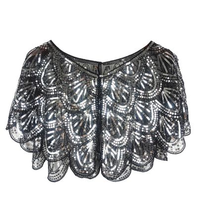 1920s Shawl Wraps Women's Sequin Beaded Bridal Shawl Gatsby Cape Evening Bolero Wedding Party Bridal Cover Up