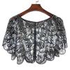 1920s Shawl Wraps Women's Sequin Beaded Bridal Shawl Gatsby Cape Evening Bolero Wedding Party Bridal Cover Up view 2
