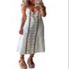 Akivide Women Cotton Linen Sleeveless V Neck Maxi Dress Casual Spaghetti Strap Boho Flowy Plus Size Shift Beach Dress view 1