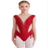 ACSUSS Gymnastic Leotard Kids Girls Tassel Latin Ballroom Dance Dress Sparkly Figure Skating Dress Competition Dancewear Burgundy 10 Years view 1