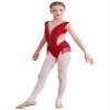 ACSUSS Gymnastic Leotard Kids Girls Tassel Latin Ballroom Dance Dress Sparkly Figure Skating Dress Competition Dancewear Burgundy 10 Years view 2