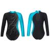 ACSUSS Kids Girls Long Sleeve Gymnastics Leotard Sparkly Dance Figure Skating Unitard Bodysuit Competition Dancewear Lake Blue 10 Years view 3
