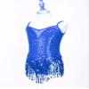 ACSUSS Kids Girls Latin Ballroom Dance Dress Sparkly Sequins Tassel Skirt Leotard Modern Jazz Tap Costume Dancewear Royal Blue 12 Years view 3