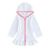 MAYUMMPY Kids Girl Swim Cover Up Swimsuit Zipper Beach Pool Bathing Suit Hoodie Dress Terry Coverup Swimwear (White, 5-6 Years) view 1