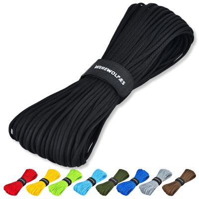 WEREWOLVES Paracord Rope, 7 Strand Type III Parachute Cord 4mm 100ft / 200ft for Crafting, DIY Projects, Survival Bracelets (Black, 200 ft)